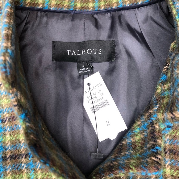 Talbots Shetland Officer Jacket Size 2 Wool Blend Apple Plaid Original Tag - Picture 9 of 13